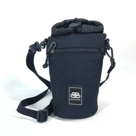BALENCIAGA 618193 Bottle Holder Drawstring Bag logo Crossbody Pochette Unused - Picture 1 of 15
